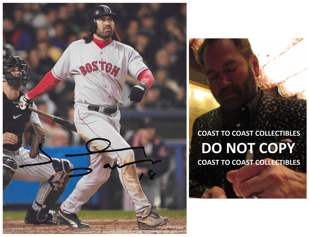 Johnny Damon Signed Red Sox Baseball 8x10 Photo Proof COA Autographed