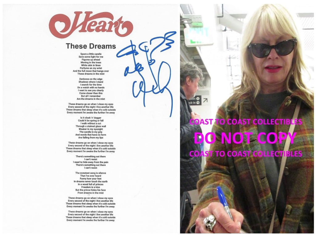 Nancy Wilson Signed Heart These Dreams Lyrics Sheet Proof COA Autographed