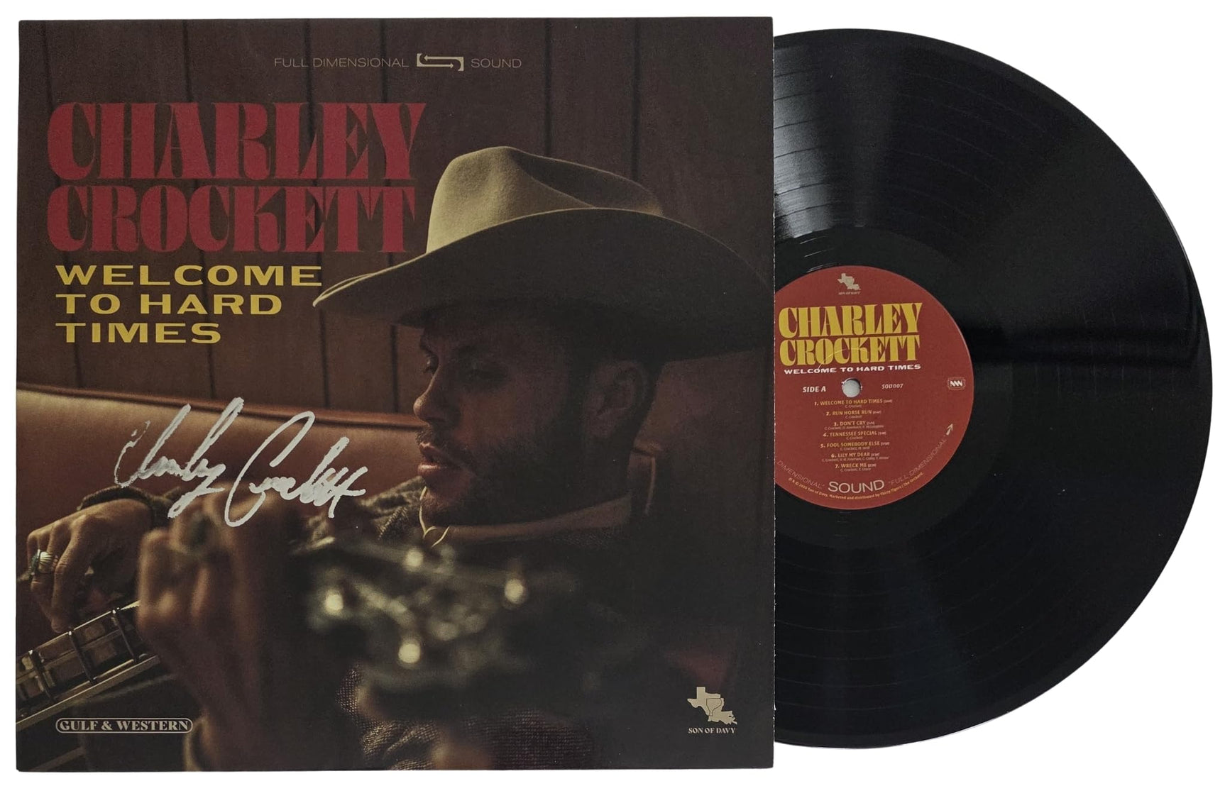 Charley Crockett Signed Welcome to Hard Times Album COA Proof Autographed Vinyl Record