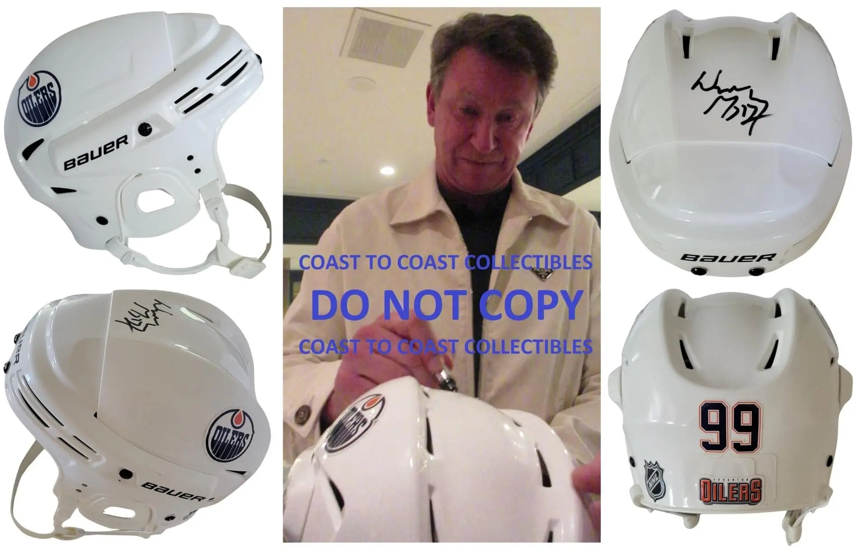 Wayne Gretzky Signed Oilers Full Size Hockey Helmet Exact Proof COA.Autographed