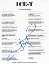 Ice T Signed I'm Your Pusher Lyrics Sheet COA Exact Proof Autographed Body Count