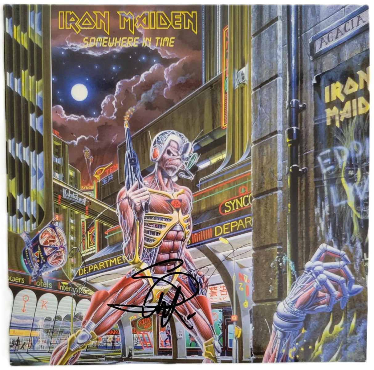 Steve Harris Signed Iron Maiden Somewhere in Time Album COA Exact Proof Autographed Vinyl Record