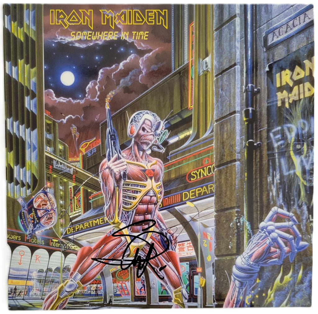 Steve Harris Signed Iron Maiden Somewhere in Time Album COA Exact Proof Autographed Vinyl Record