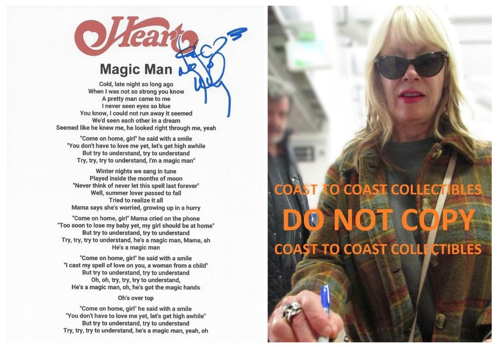 Nancy Wilson Signed Heart Magic Man Lyrics Sheet Proof COA Autographed