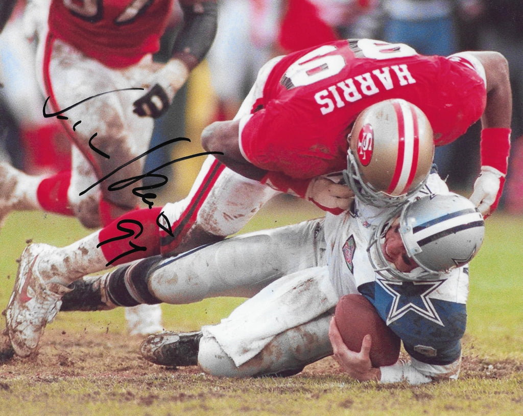 Tim Harris signed 49ers football 8x10 photo proof COA autographed