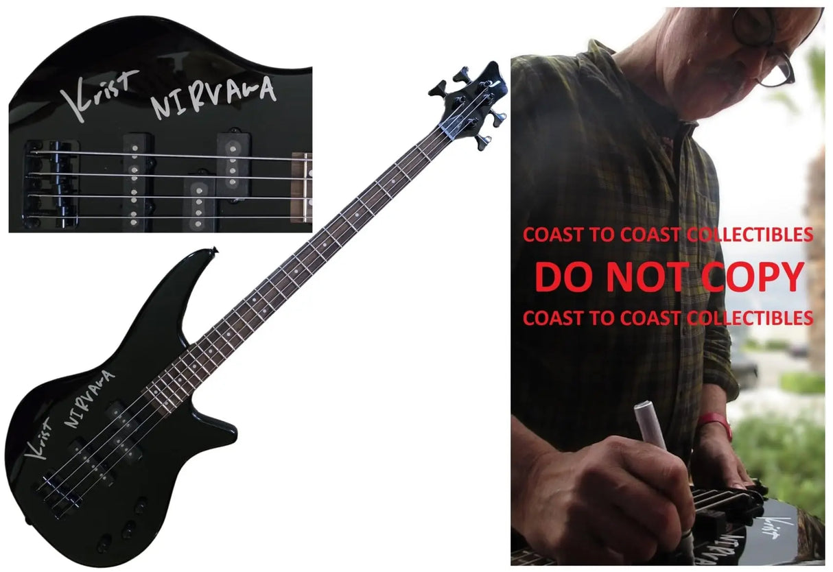 Krist Novoselic Signed Electric Bass Guitar COA Exact Proof Autographed Nirvana