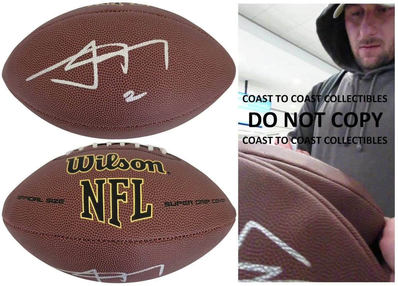 Johnny Manziel Signed Football Proof COA Autographed Texas A&M Aggies Heisman