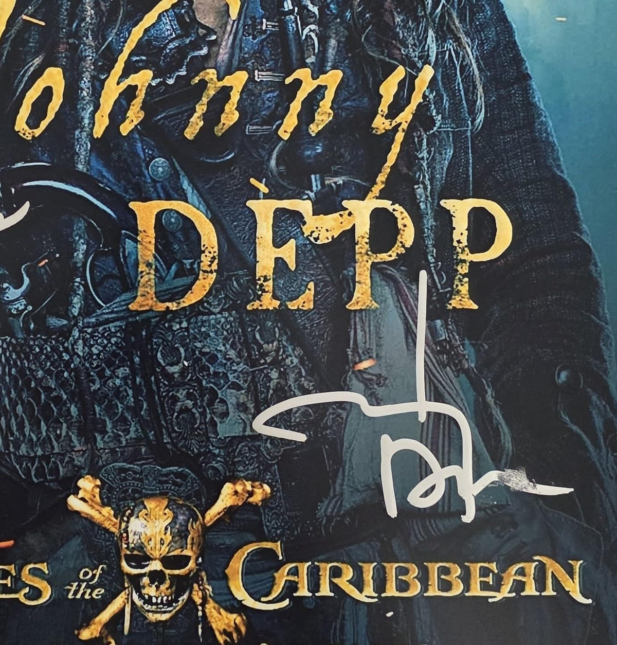 Johnny Depp Signed Pirates of the Caribbean 12x18 Photo COA Proof Autographed Jerry Bruckheimer