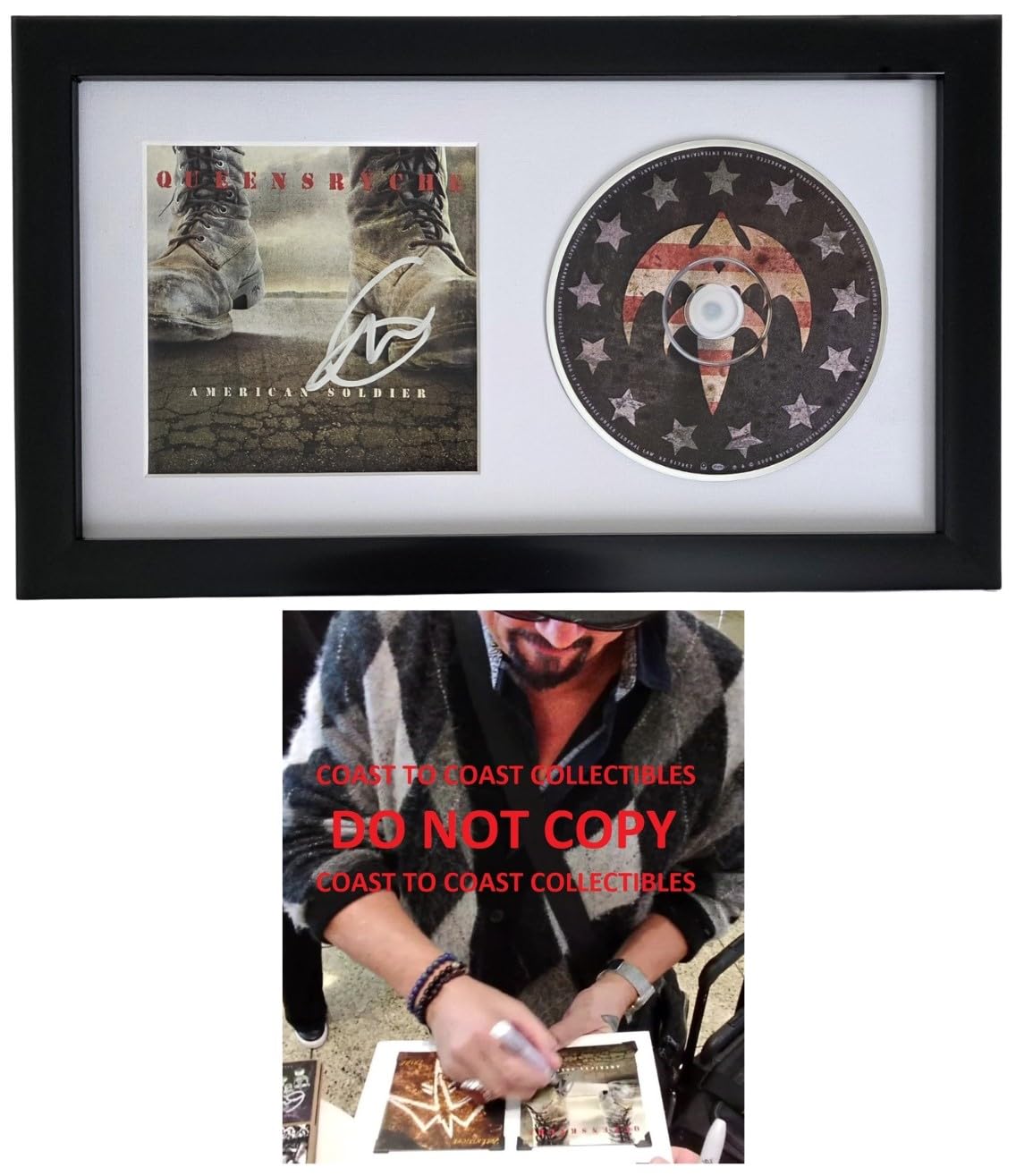Geoff Tate Signed Queensryche American Soldier CD Framed COA Proof Autographed Framed CD 12x7