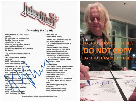 KK Downing Signed Judas Delivering the Goods Lyrics Sheet COA Exact Proof Autographed Judas Priest