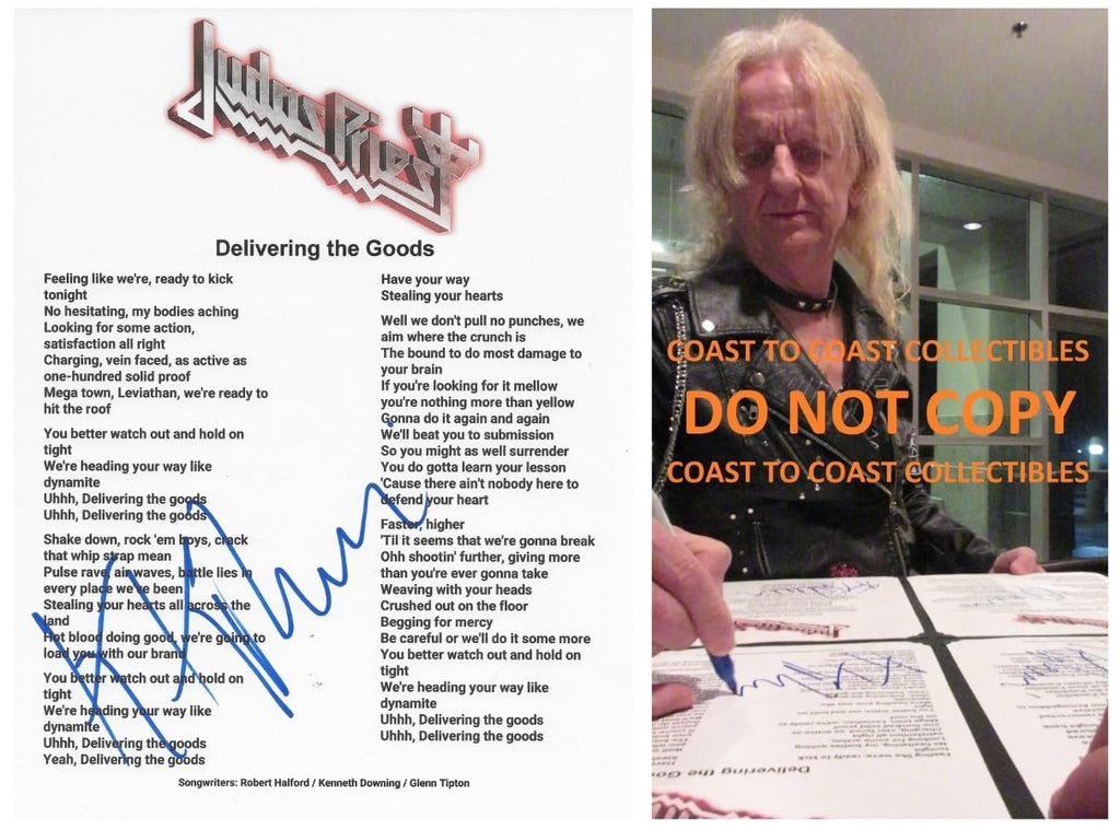 KK Downing Signed Judas Delivering the Goods Lyrics Sheet COA Exact Proof Autographed Judas Priest