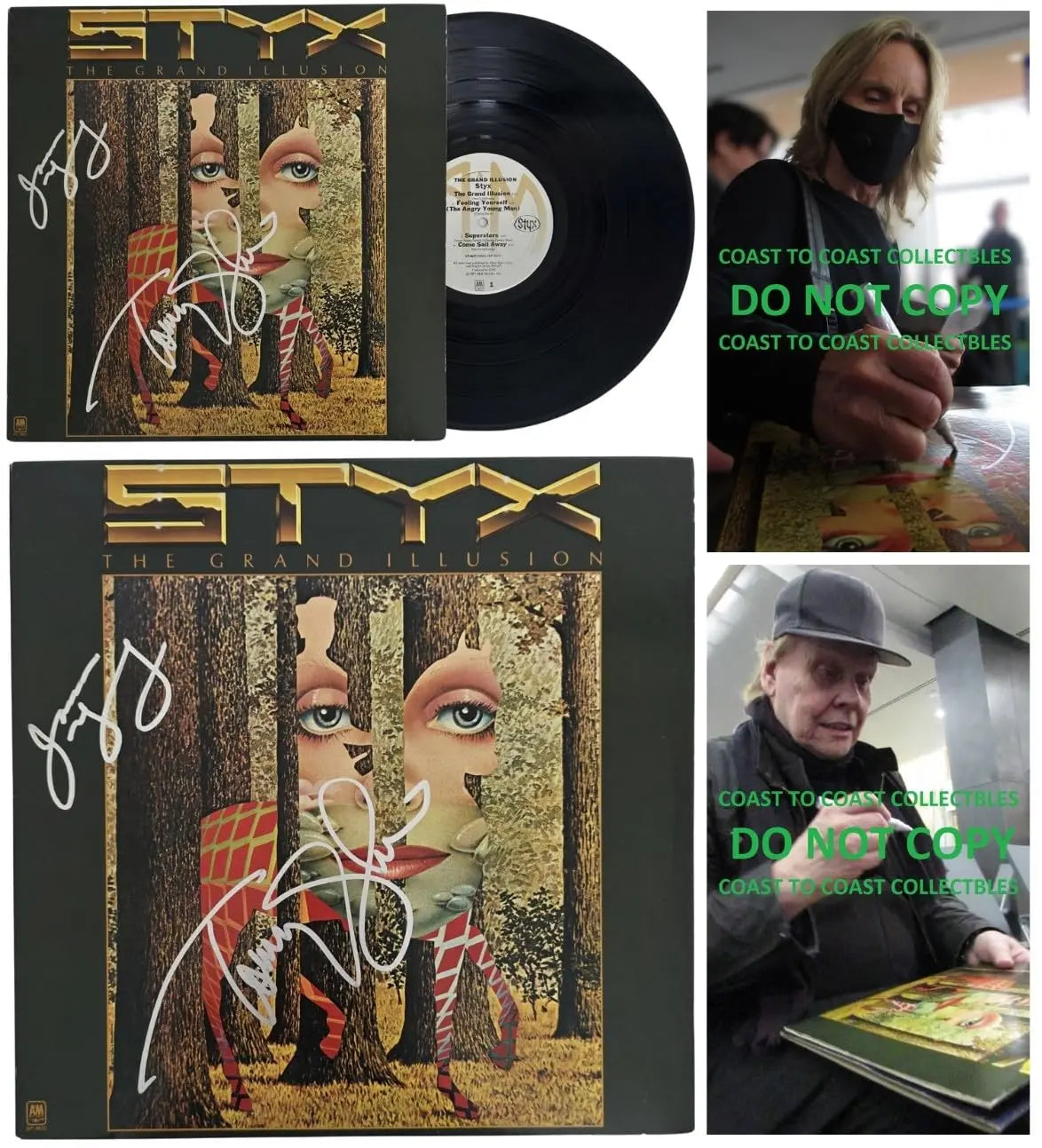 Tommy Shaw & James Young Signed Styx The Grand Illusion Album COA Proof Autographed Vinyl Record