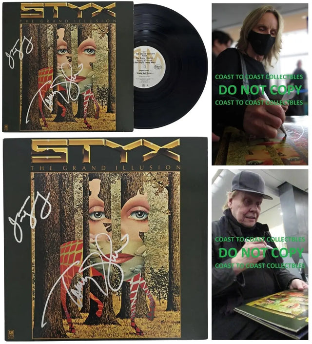 Tommy Shaw & James Young Signed Styx The Grand Illusion Album COA Proof Autographed Vinyl Record