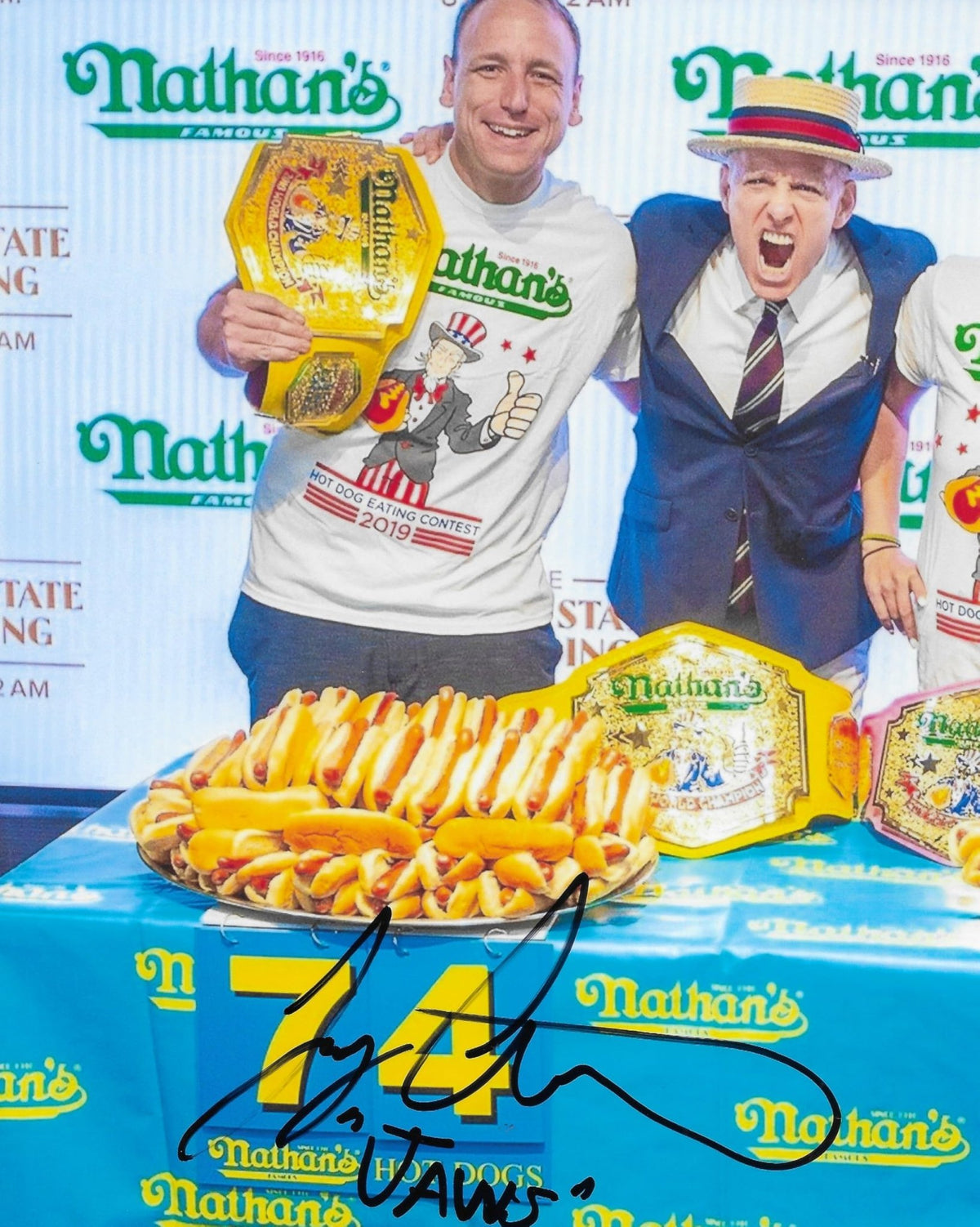 Joey Chestnut Signed 8x10 Photo Nathan Hot Dog World Champion Proof Autographed Star.