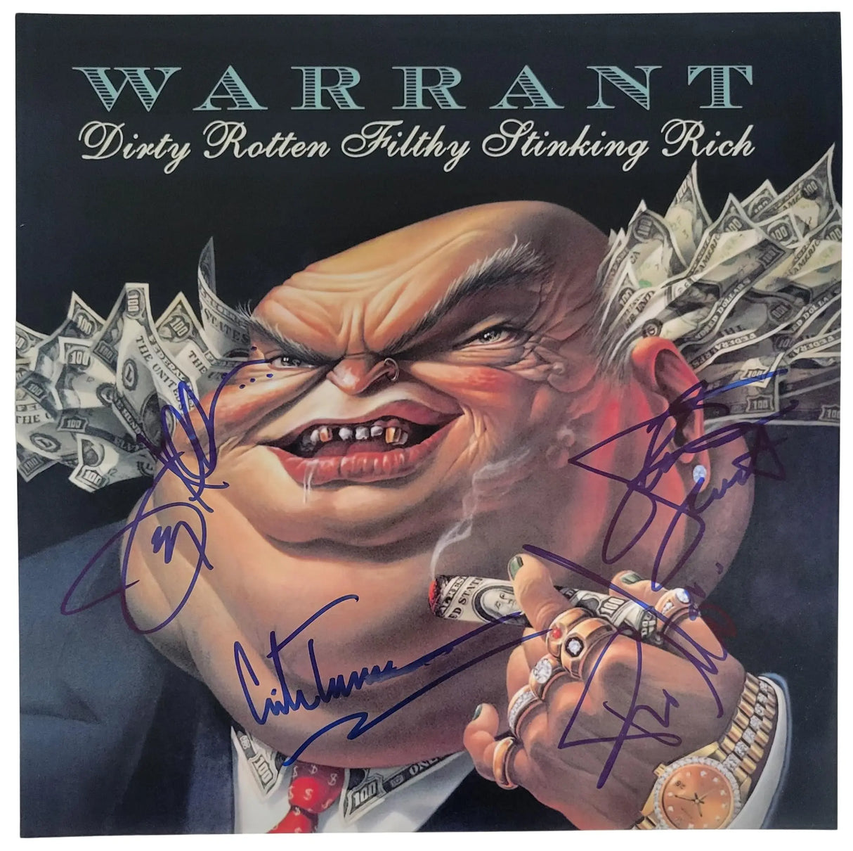 Warrant Signed Dirty Rotten Filthy Stinking Rich 12x12 Album photo COA Proof Autographed