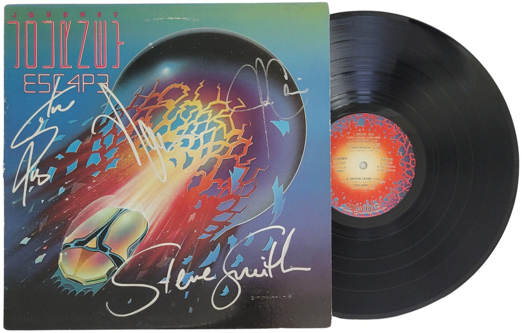 Journey Signed Escape Album COA Proof Autographed Vinyl Record Steve Perry, Steve Smith, Neal Schon, Jonathan Cain