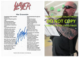 Kerry King Signed Slayer War Ensemble Lyrics Sheet COA Exact Proof Autographed