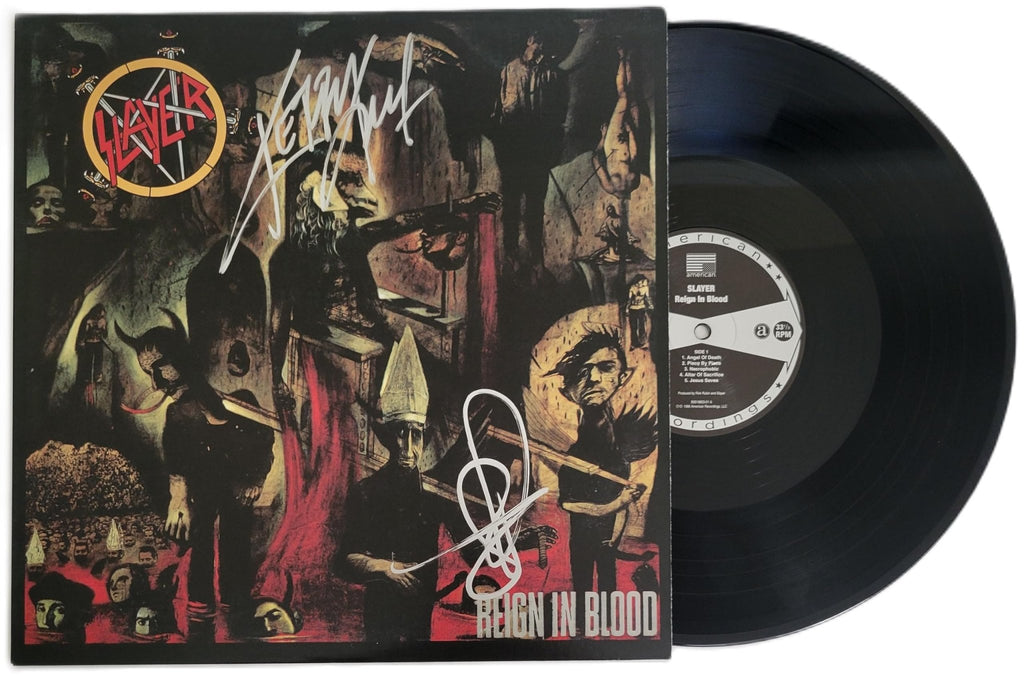 Tom Araya Kerry King Signed Slayer Reign in Blood Album COA Exact Proof Autographed Vinyl Record