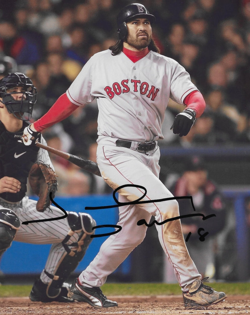 Johnny Damon Signed Red Sox Baseball 8x10 Photo Proof COA Autographed