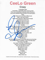 Ceelo Green Signed Crazy Lyrics Sheet COA Exact Proof Autographed