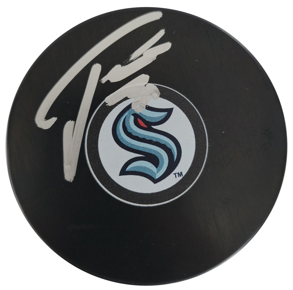 Philipp Grubauer signed Seattle Kraken logo Hockey Puck COA proof autographed