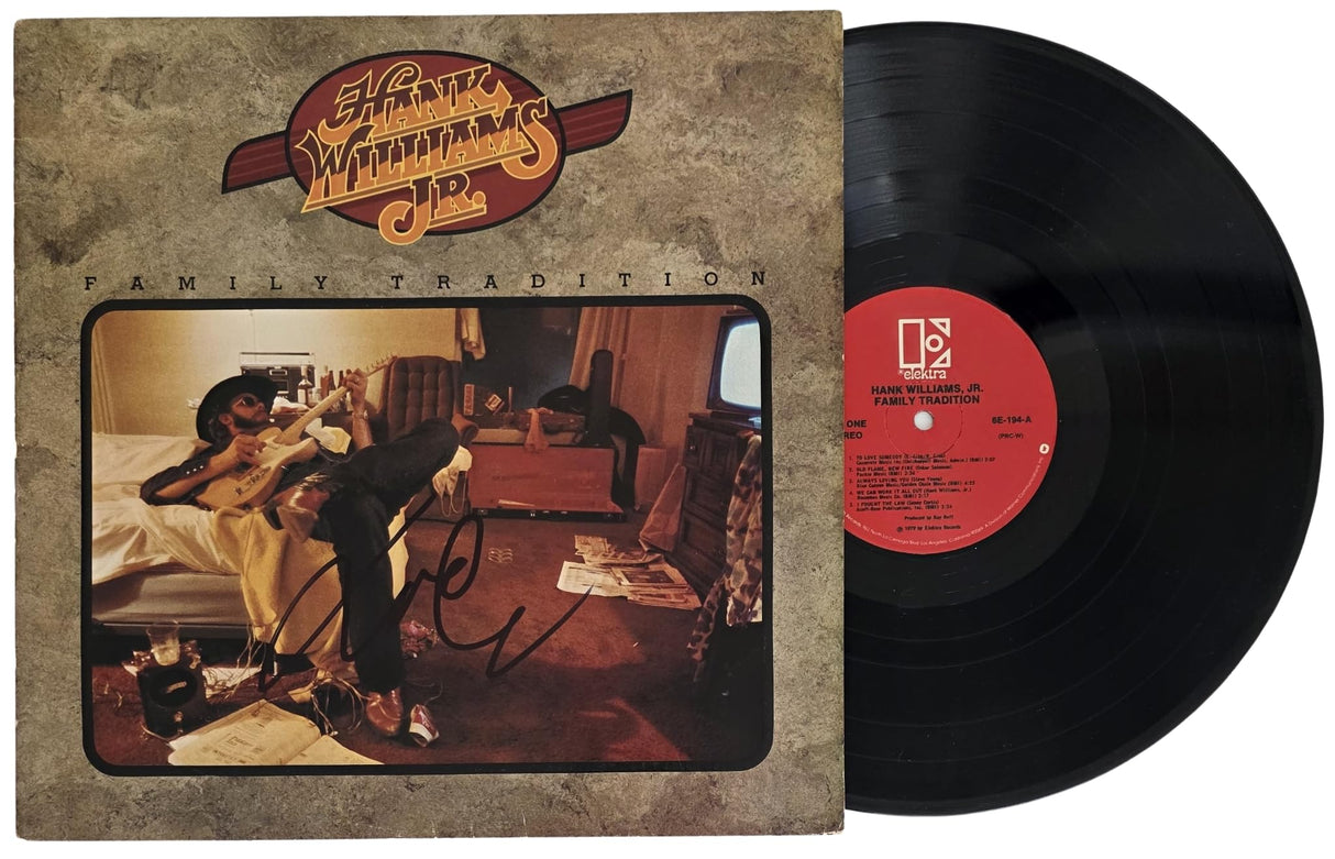 Hank Williams Jr Signed Family Tradition Album COA Proof Autographed Vinyl Record
