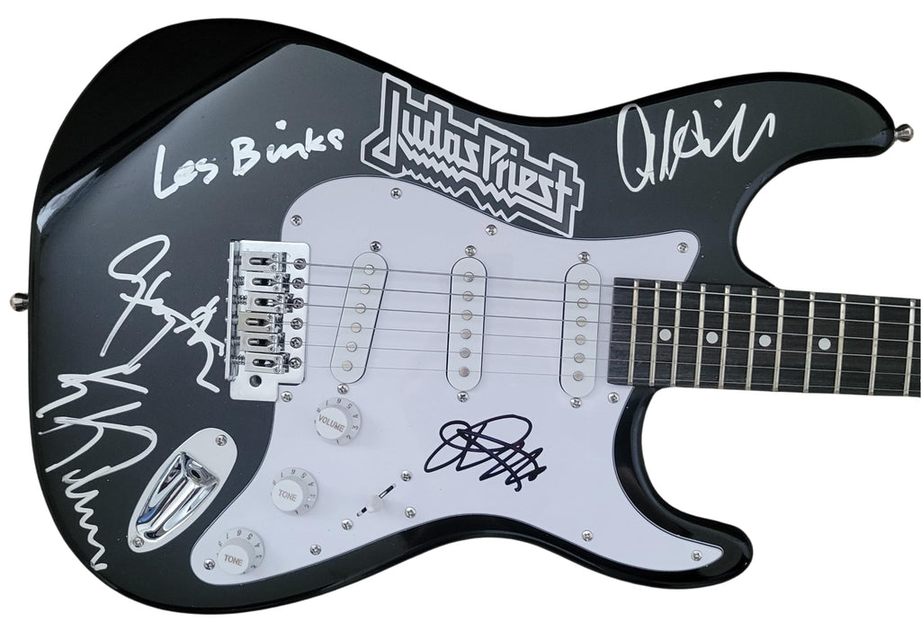 Judas Priest Band Signed Full Size Electric Guitar COA Exact Proof Autographed Rob Halford,Glenn Tipton,Ian Hill,KK Downing,Les Binks