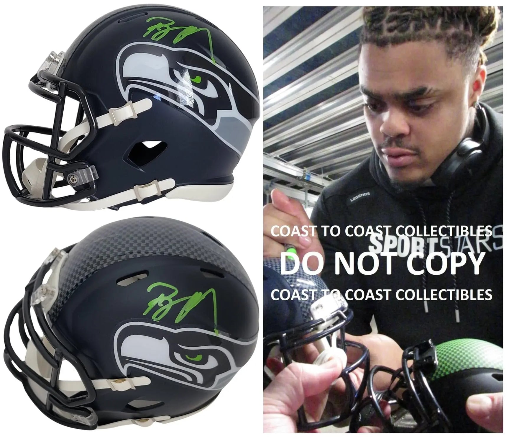 Byron Murphy Signed Seattle Seahawks Mini Football Helmet Proof COA Autographed