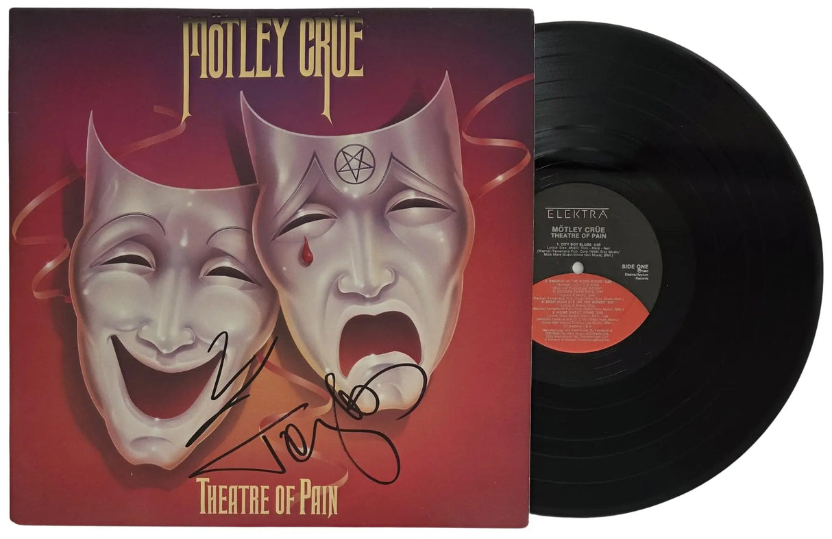 Vince Neil Tommy Lee Signed Theatre of Pain Album COA Proof Autographed Motley Crue Vinyl Record