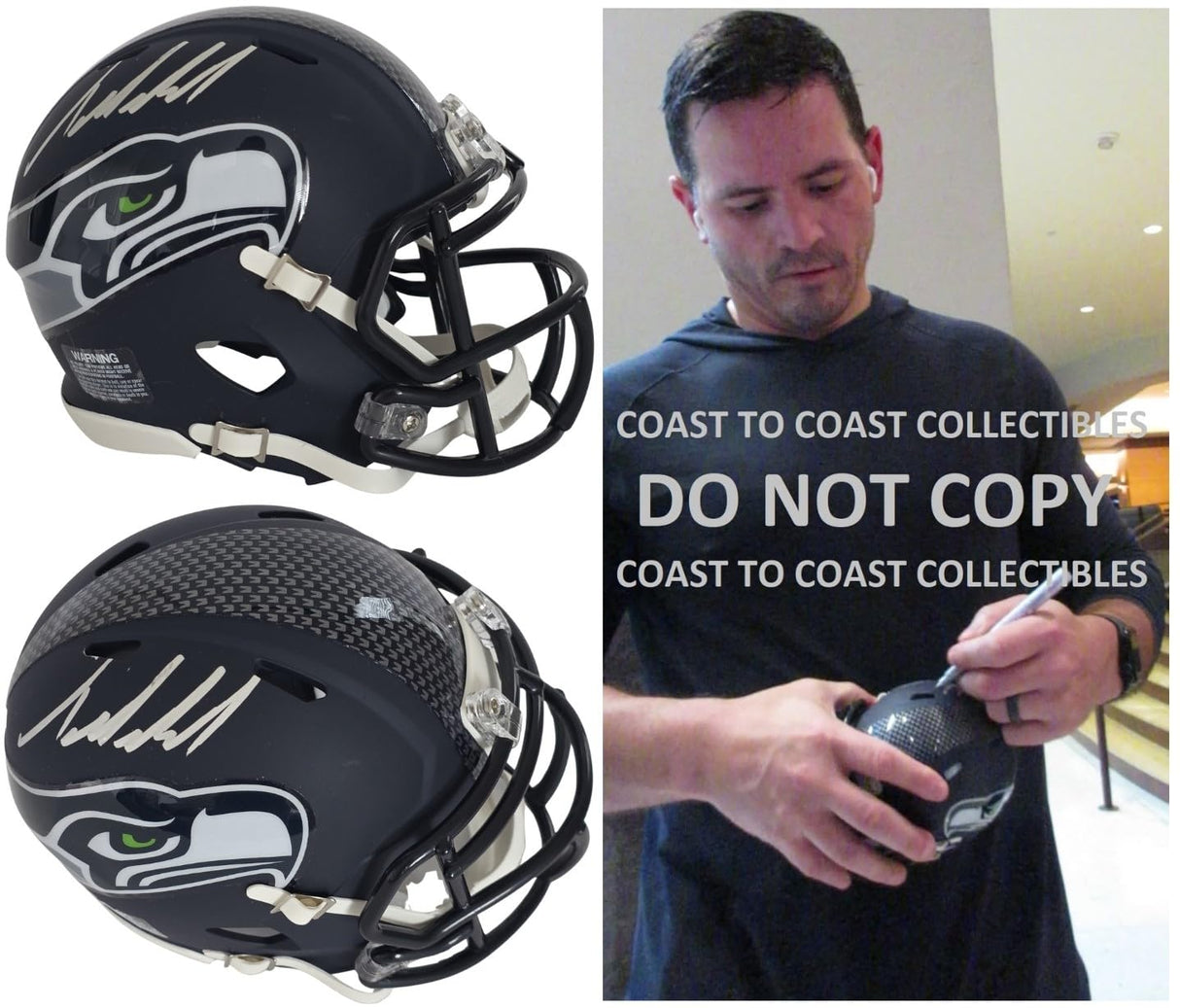 Mike Macdonald Signed Seattle Seahawks Mini Football Helmet Proof COA Autographed