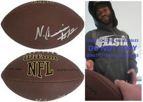 Nico Collins Signed Football Proof COA Autographed Michigan Houston Texans