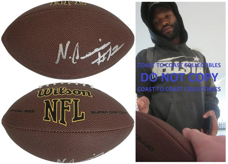 Nico Collins Signed Football Proof COA Autographed Michigan Houston Texans