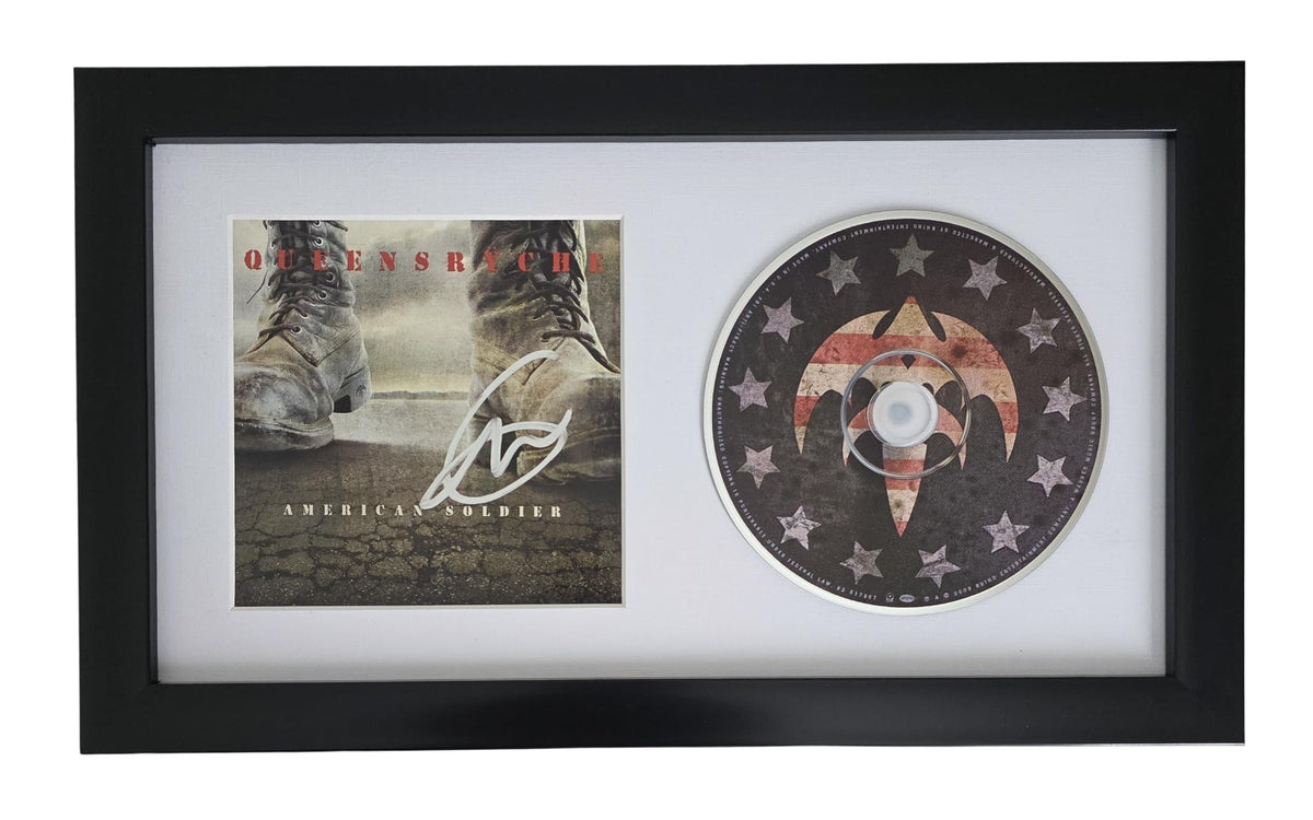 Geoff Tate Signed Queensryche American Soldier CD Framed COA Proof Autographed Framed CD 12x7