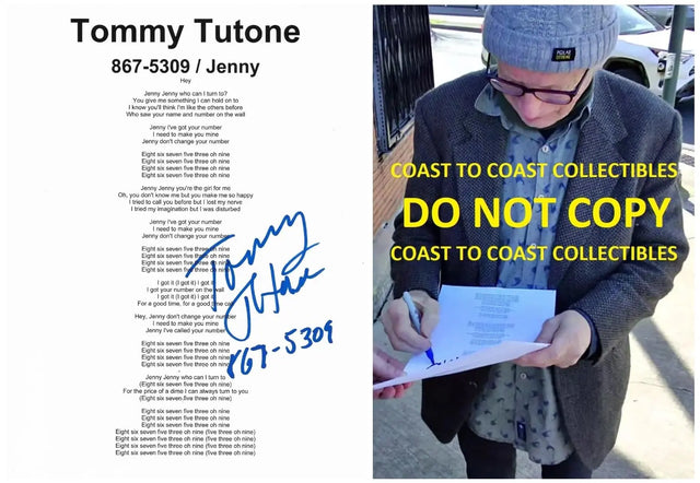 Tommy Tutone Signed 867 5309 Jenny Lyrics Sheet COA Exact Proof Autographed