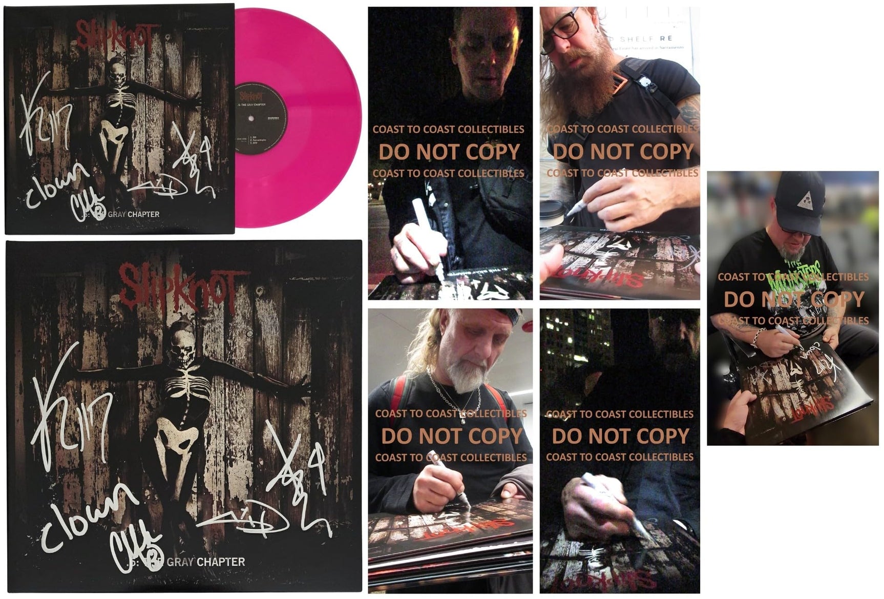 Slipknot Metal Band Signed 5 The Gray Chapter Album COA Exact Proof Autographed Vinyl Record