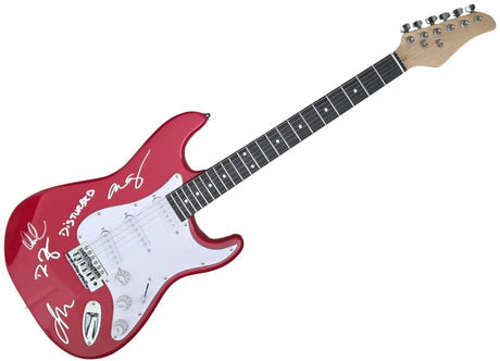 Disturbed Band Signed Full Size Red Electric Guitar COA Exact Proof Autographed