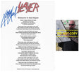 Kerry King Signed Slayer Seasons in The Abyss Lyrics Sheet COA Exact Proof Autographed