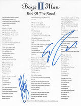 Boyz II Men Signed End of The Road Lyrics Sheet COA Exact Proof Autographed STAR