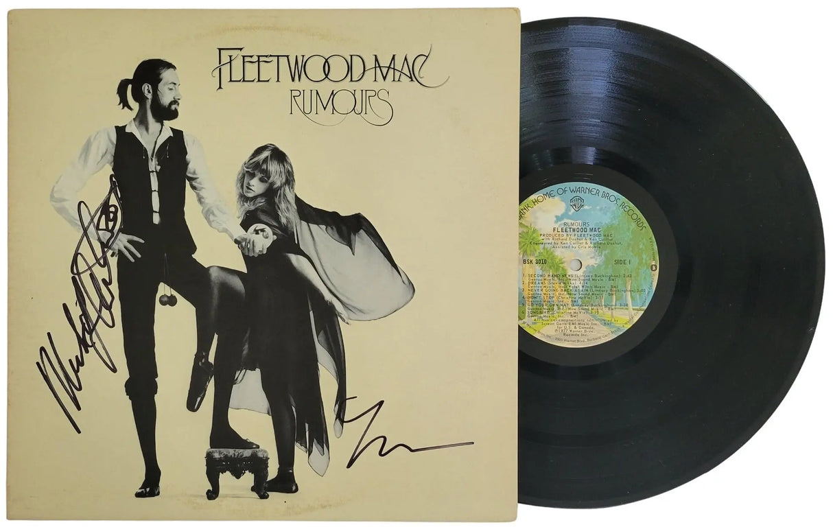 Mick Fleetwood Lindsey Buckingham Signed Fleetwood Mac Rumours Album Vinyl Record Proof