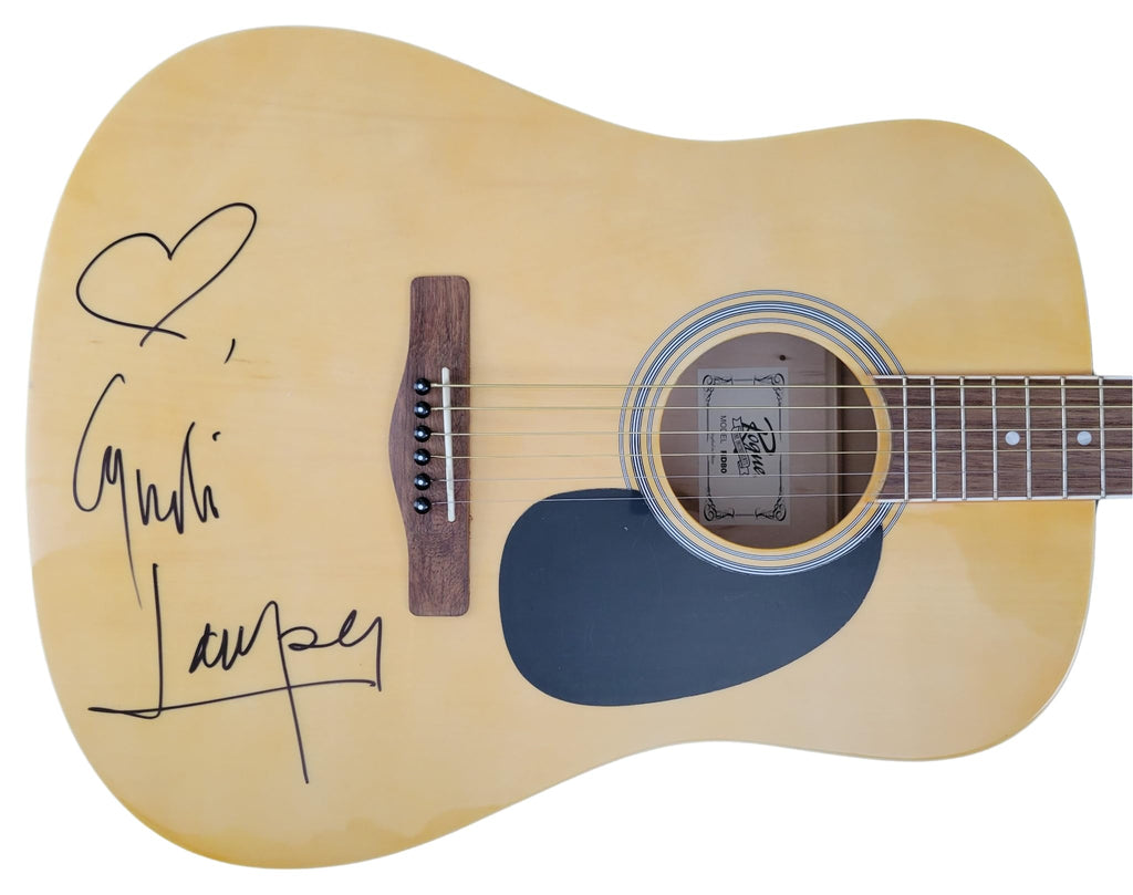 Cyndi Lauper Signed Full Size Acoustic Guitar COA Exact Proof Autographed