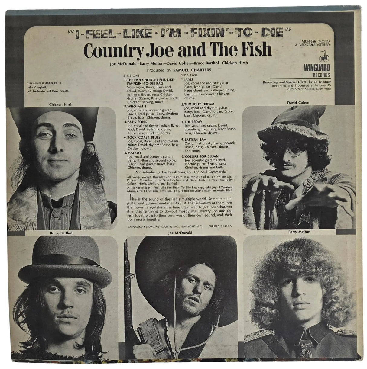 Country Joe McDonald Signed Country Joe & The Fish I Feel Like I'm Fixin to Die Album COA Proof Autographed Vinyl Record