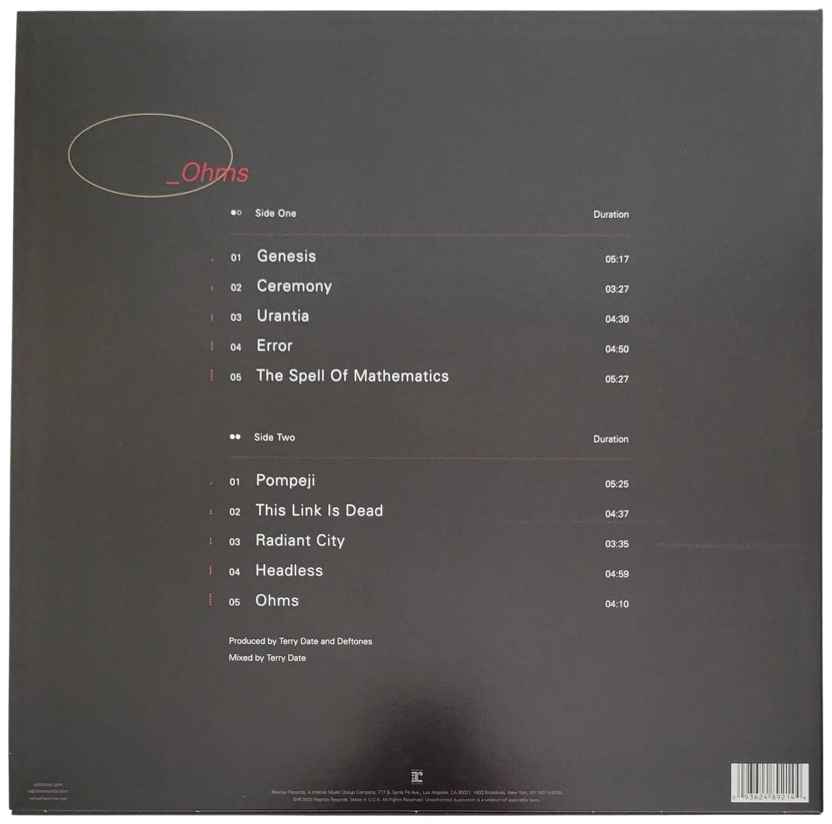 Chino Moreno Signed Deftones Ohms Album Proof Autographed Vinyl Record