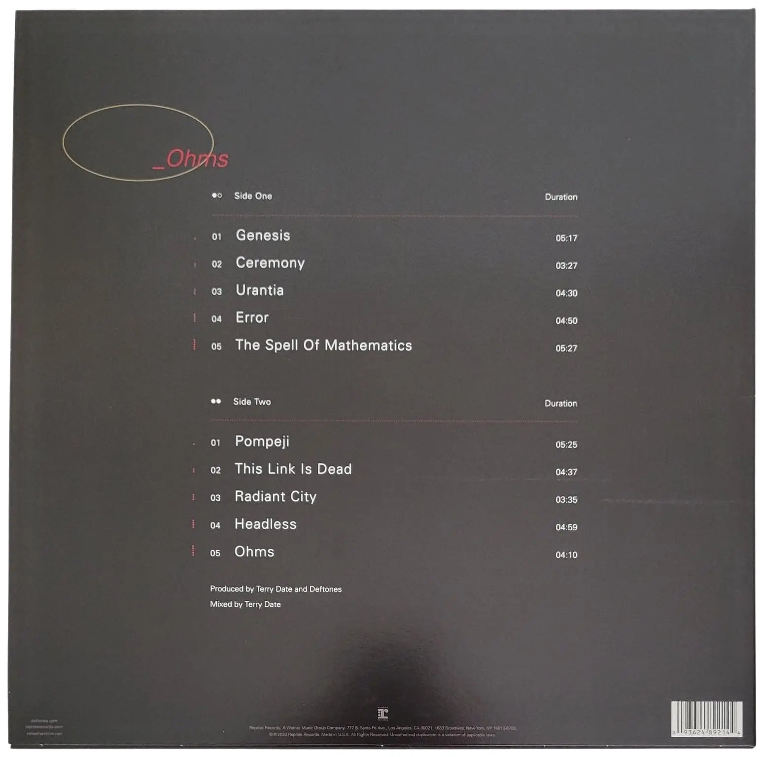 Chino Moreno Signed Deftones Ohms Album Proof Autographed Vinyl Record