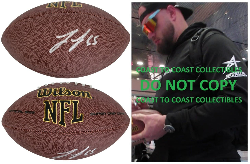 Lane Johnson Signed Football Proof COA Autographed Philadelphia Eagles Oklahoma