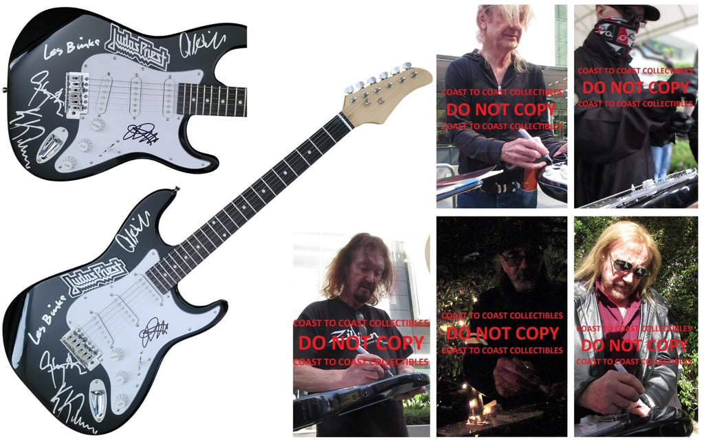 Judas Priest Band Signed Full Size Electric Guitar COA Exact Proof Autographed Rob Halford,Glenn Tipton,Ian Hill,KK Downing,Les Binks