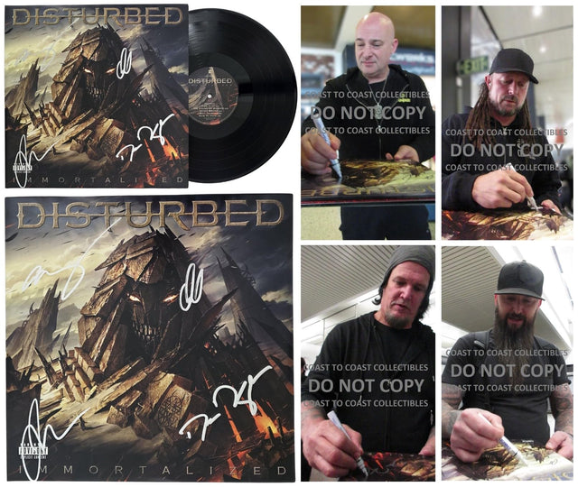 Disturbed Band Signed Immortalized Album COA Proof Autographed Vinyl Record David Draiman,Dan Donegan,Mike Wengren