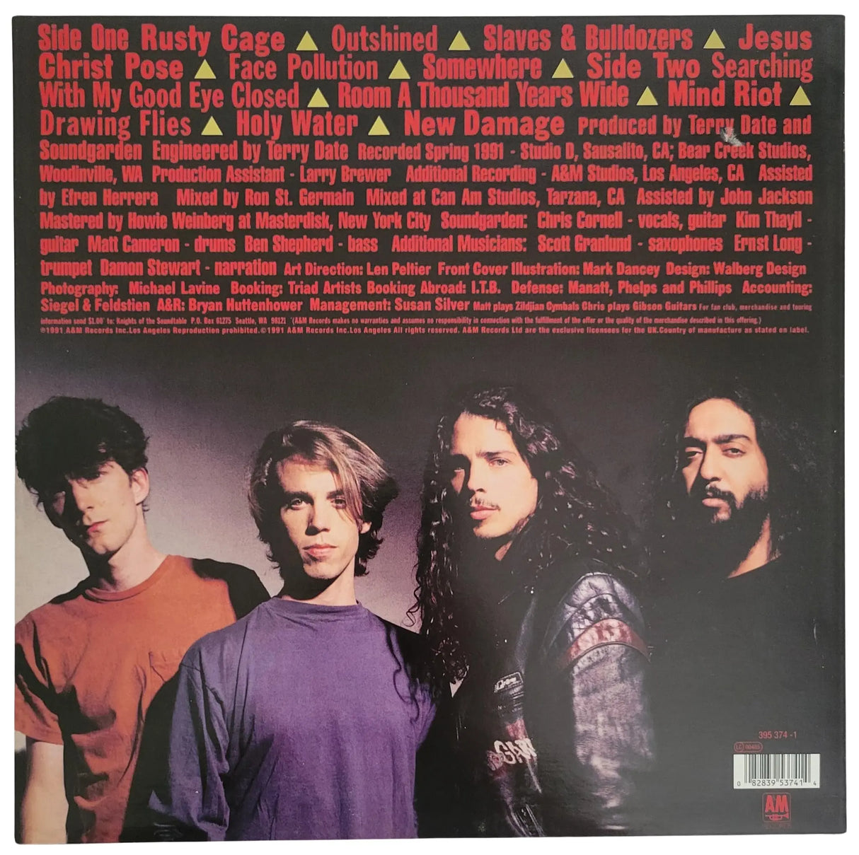 Kim Thayil Ben Shepherd Matt Cameron Signed Soundgarden Badmotorfinger Album COA Proof Autographed Vinyl Record