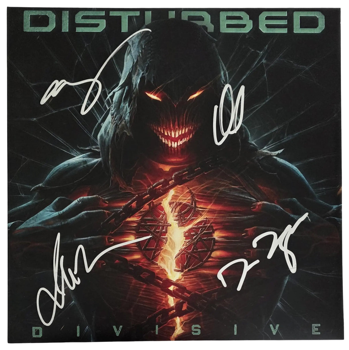 Disturbed Band Signed Divisive Album COA Proof Autographed Vinyl Record David Draiman,Dan Donegan,Mike Wengren,John Moyer