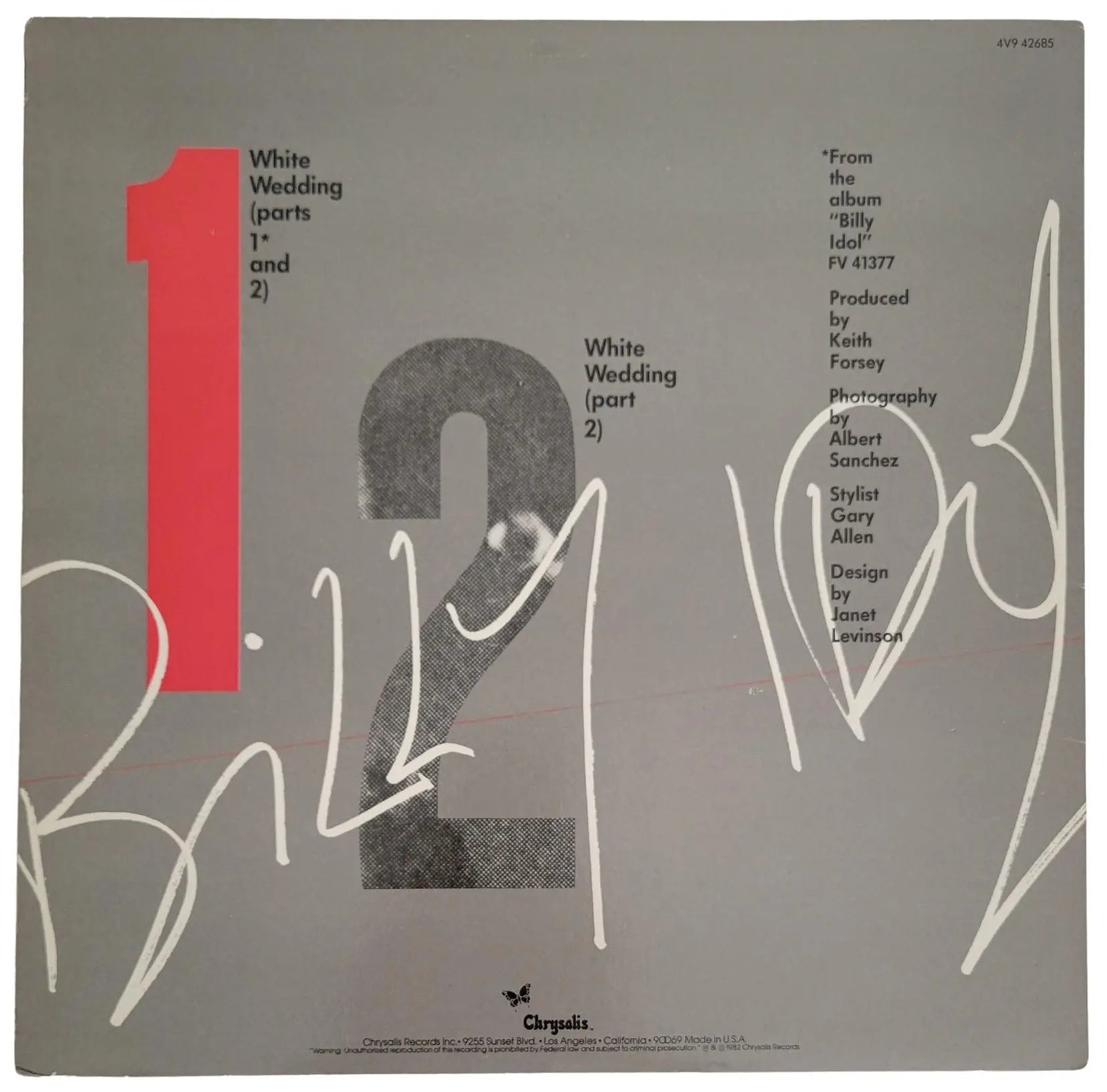 Billy Idol Signed White Wedding Album COA Proof Autographed Vinyl Record STAR