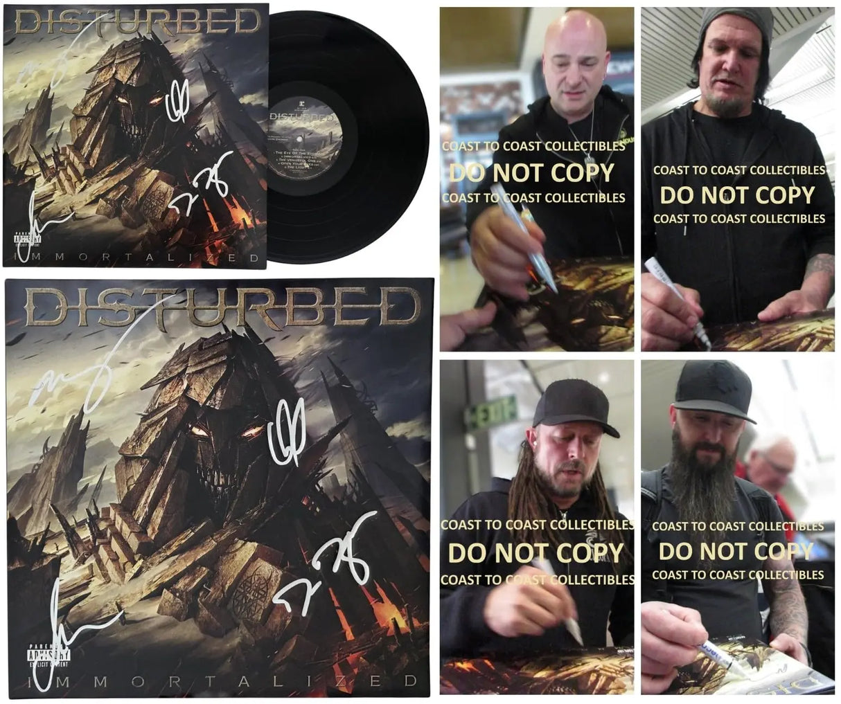 Disturbed Band Signed Immortalized Album COA Proof Autographed Vinyl Record David Draiman,Dan Donegan,Mike Wengren
